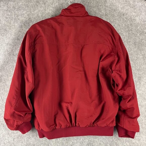 VTG J Crew Oarsman Bomber Jacket Mens Medium Red Fleece Lined Full Zip 90s USA - Picture 9 of 14